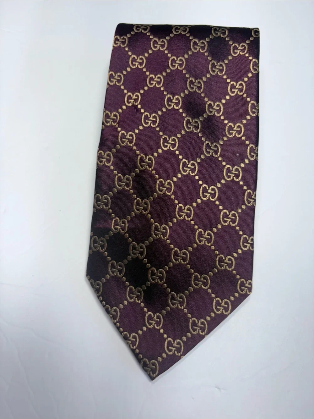 Gucci Burgundy GG Pattern Silk Tie